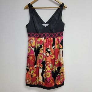 Steve Madden Womens Colorful Sleeveless Silk Dress Sz 4 Bubble Hem Babydoll Y2K